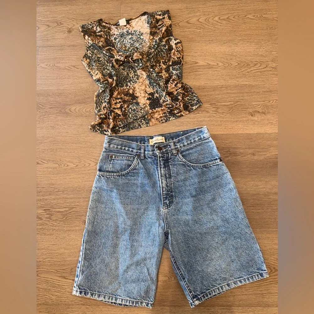 Vintage 90s Great Land 100% Cotton Denim Light Wash High Waist Shorts Size 30